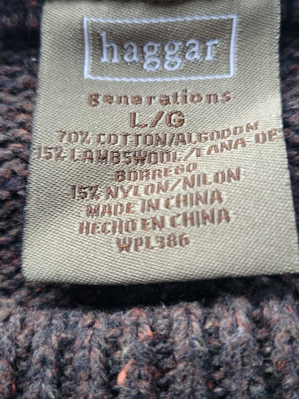 Vintage Haggar Argyle Sweater Men’s L Lambswool Cotton Multicolor Crewneck - Picture 5 of 15